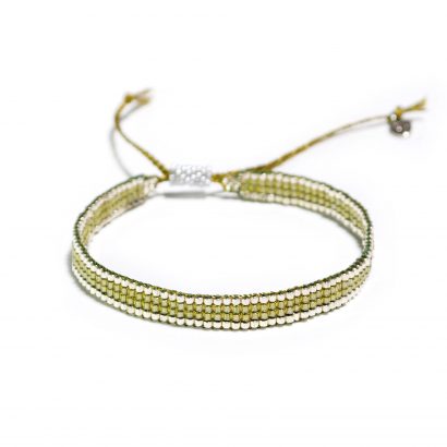 Feines Webarmband – grün-silber